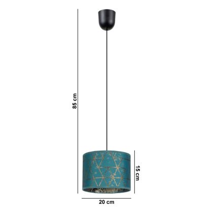 Suspension filaire REZO 1xE27/60W/230V turquoise