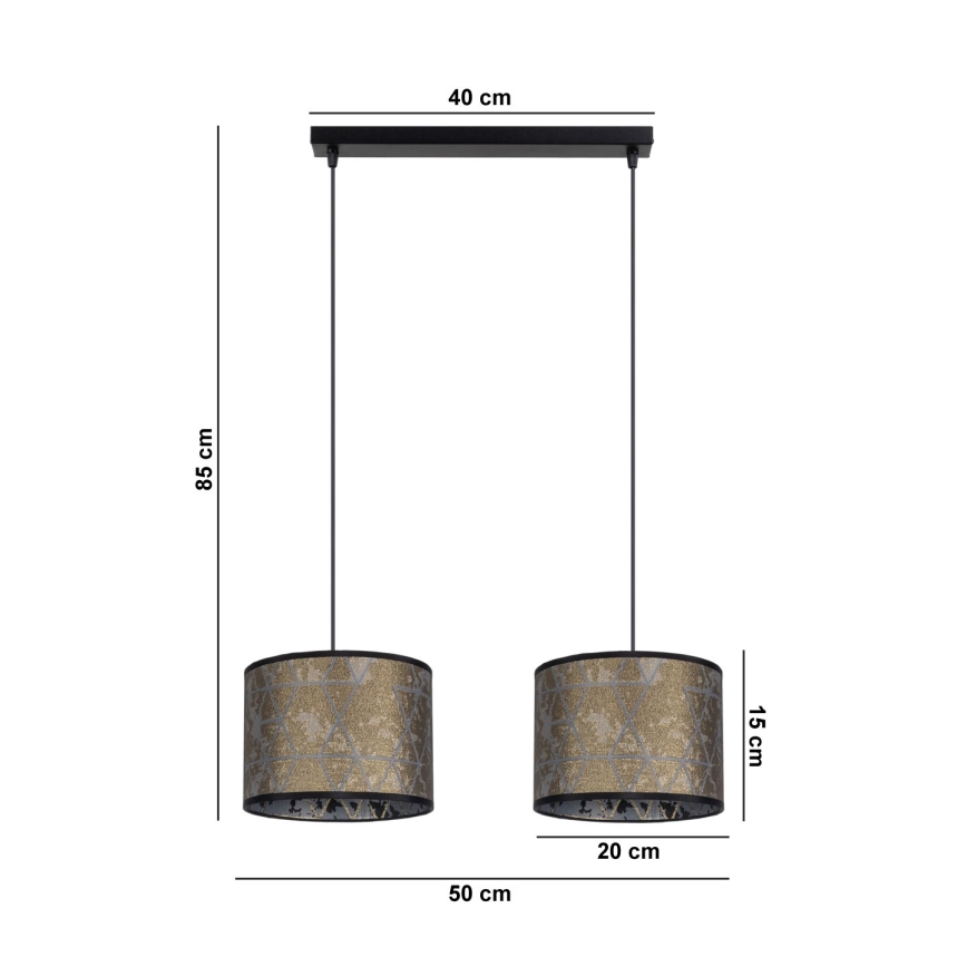 Suspension filaire REZO 2xE27/60W/230V dorée
