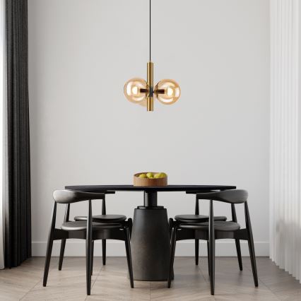 Suspension filaire ROLLO 3xE14/5W/230V doré/fumé beige