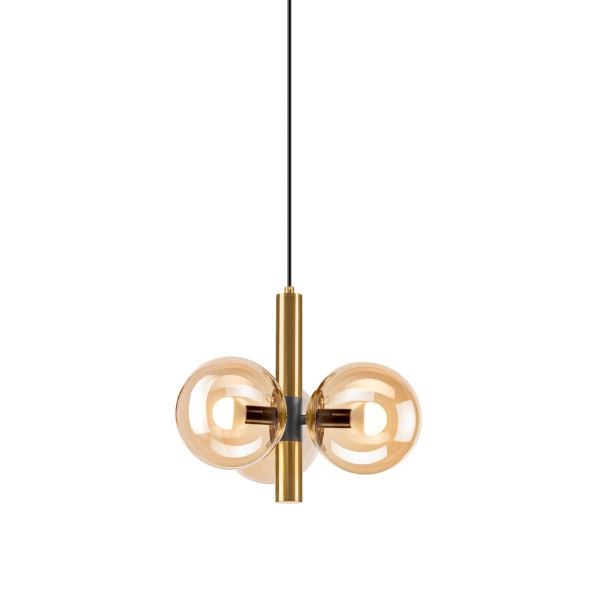 Suspension filaire ROLLO 3xE14/5W/230V doré/fumé beige