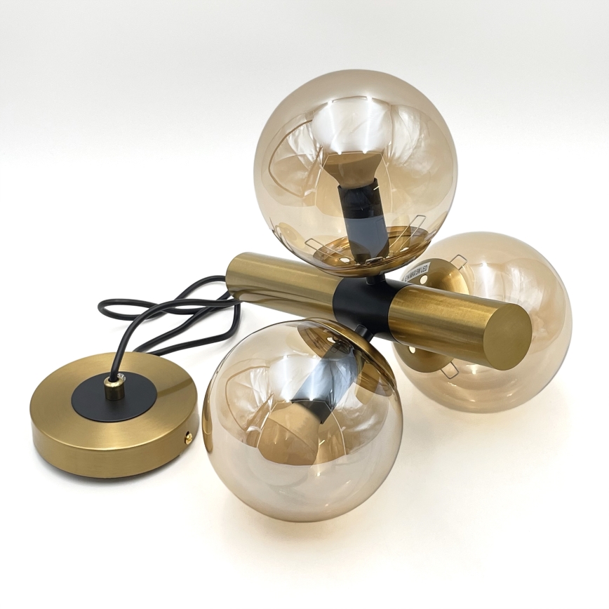Suspension filaire ROLLO 3xE14/5W/230V doré/fumé beige