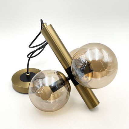 Suspension filaire ROLLO 3xE14/5W/230V doré/fumé beige
