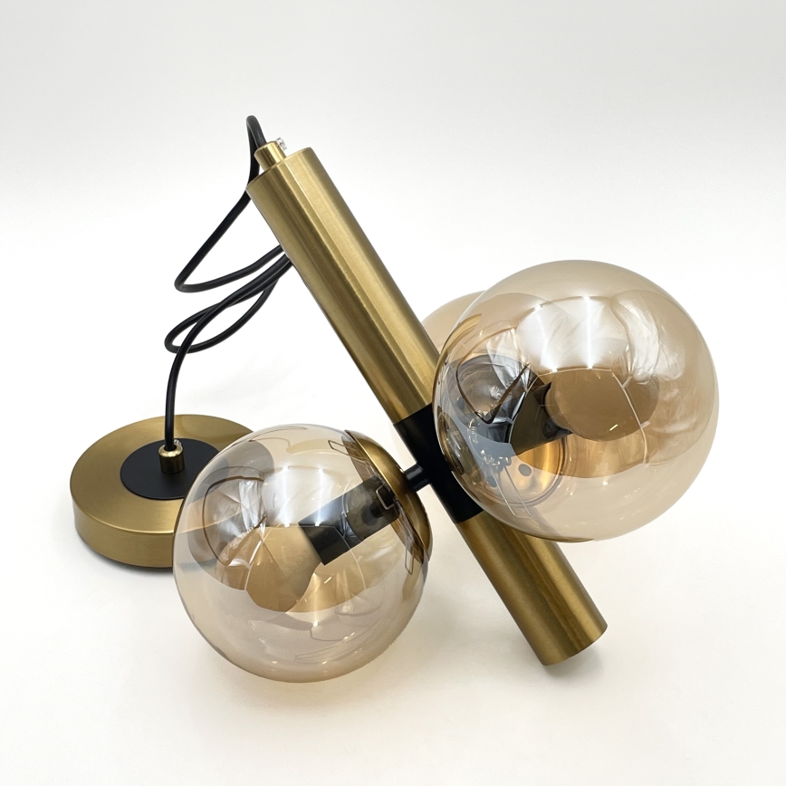 Suspension filaire ROLLO 3xE14/5W/230V doré/fumé beige