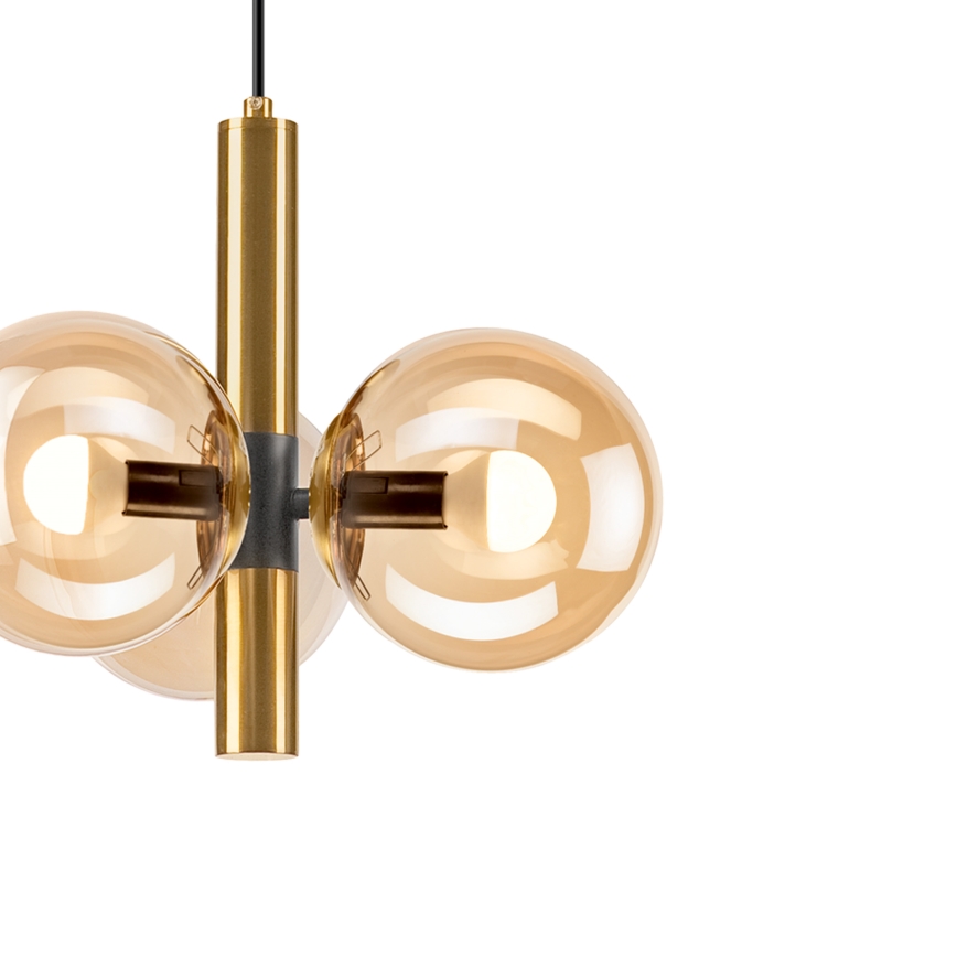 Suspension filaire ROLLO 3xE14/5W/230V doré/fumé beige