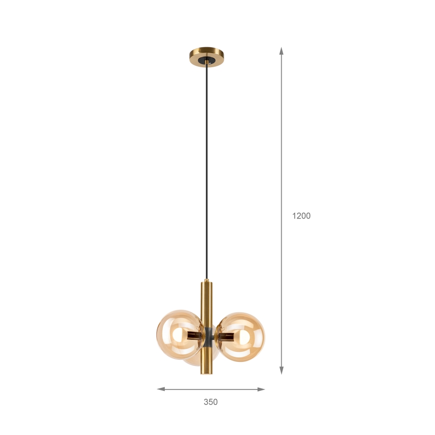 Suspension filaire ROLLO 3xE14/5W/230V doré/fumé beige