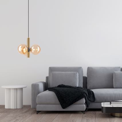 Suspension filaire ROLLO 3xG9/5W/230V doré/fumé beige