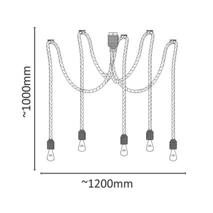Suspension filaire ROPE CASA 5xE27/12W/230V araignée