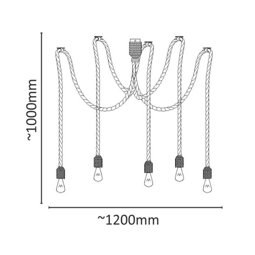 Suspension filaire ROPE CASA 5xE27/12W/230V araignée