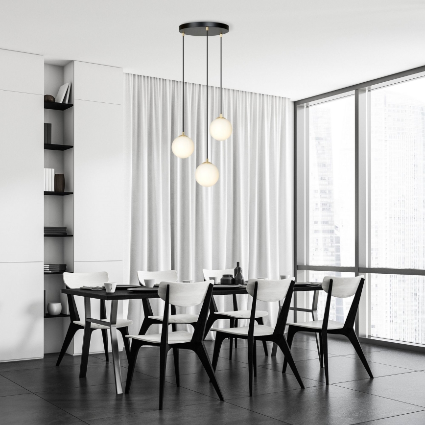 Suspension filaire ROYAL 3xE14/10W/230V d. 30 cm noir