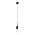 Suspension filaire SIMON 1xE27/60W/230V noir/hêtre