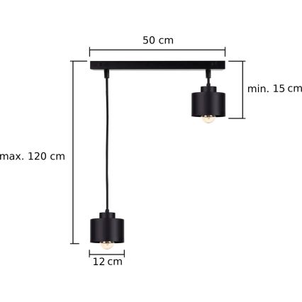 Suspension filaire SIMPLY BLACK 2xE27/60W/230V