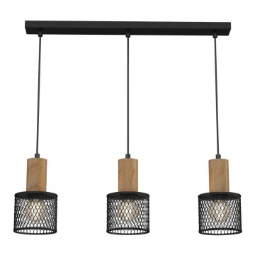 Suspension filaire SOBRESA 3xE27/60W/230V noir/bois