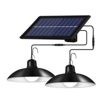 Suspension filaire solaire à intensité variable 2xLED/1,8W/3,7V IP44 6500K 1200 mAh + Télécommande
