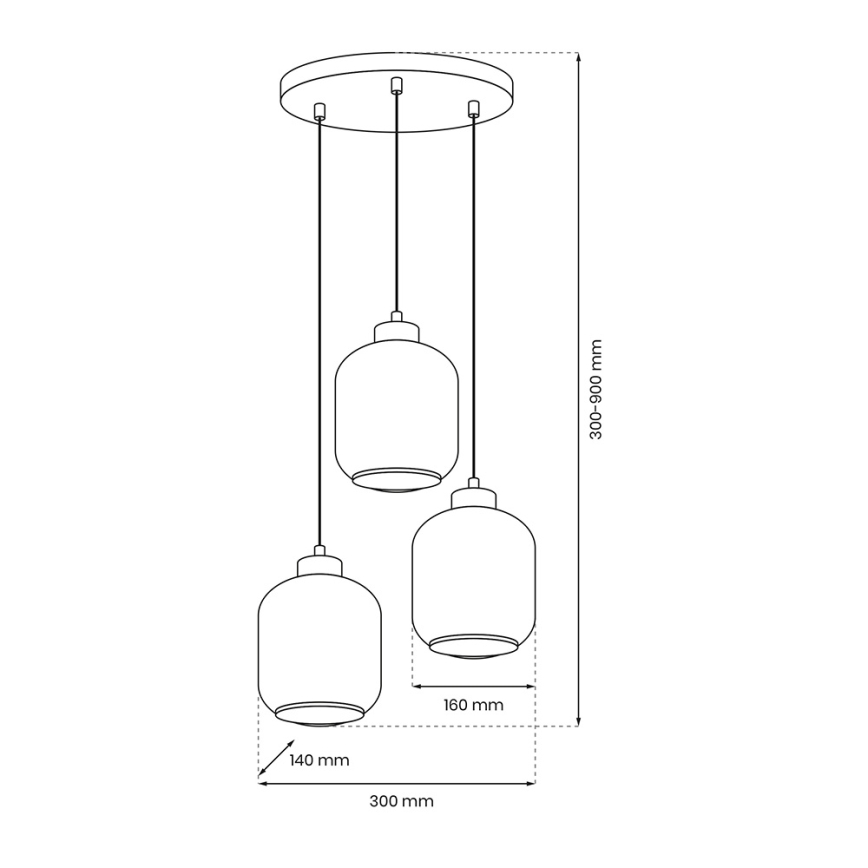 Suspension filaire SOMBRA 3xE27/60W/230V gris