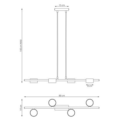 Suspension filaire SORA 4xGX53/12W/230V noir