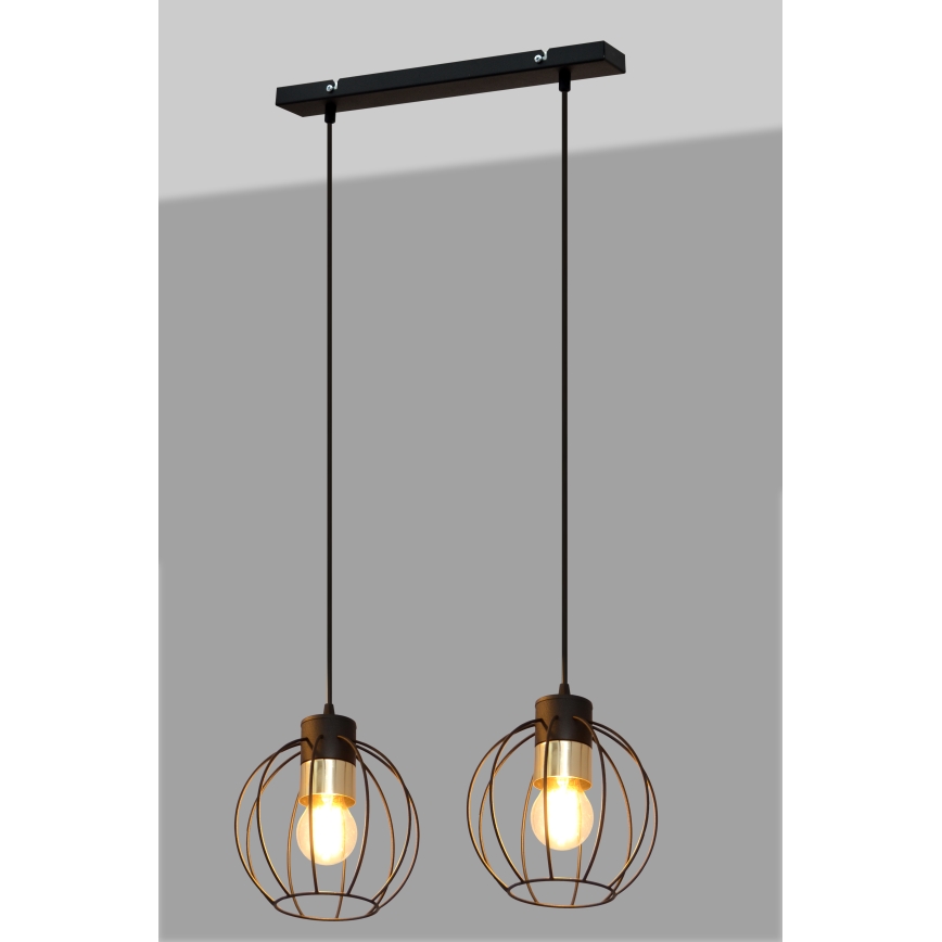 Suspension filaire STARLIGHT 2xE27/15W/230V noir/doré