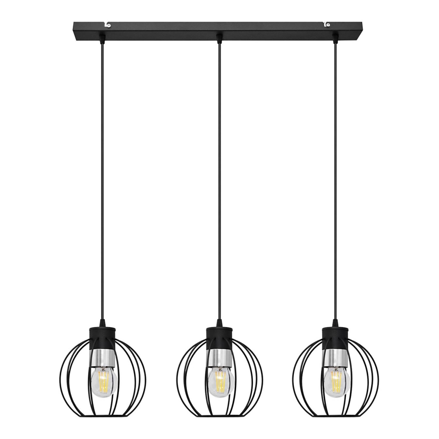 Suspension filaire STARLIGHT 3xE27/15W/230V noir/argent