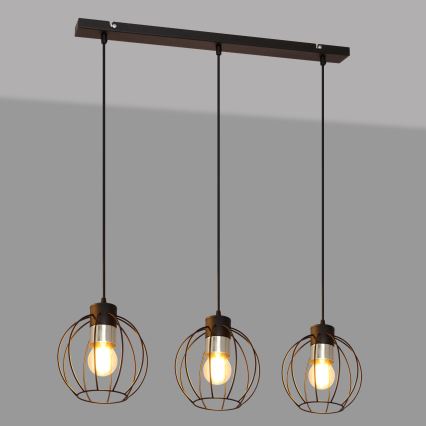 Suspension filaire STARLIGHT 3xE27/15W/230V noir/argent