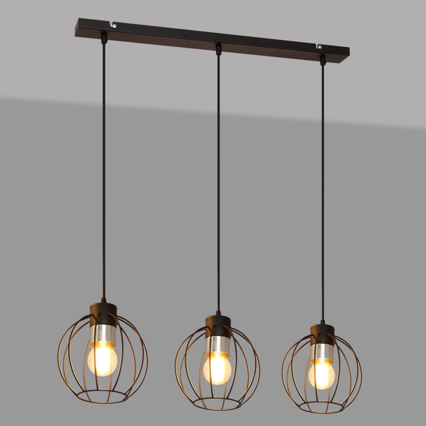 Suspension filaire STARLIGHT 3xE27/15W/230V noir/argent