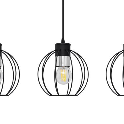 Suspension filaire STARLIGHT 3xE27/15W/230V noir/argent
