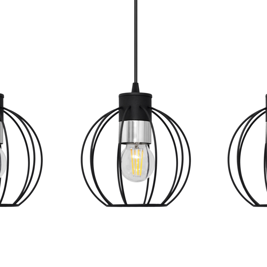 Suspension filaire STARLIGHT 3xE27/15W/230V noir/argent
