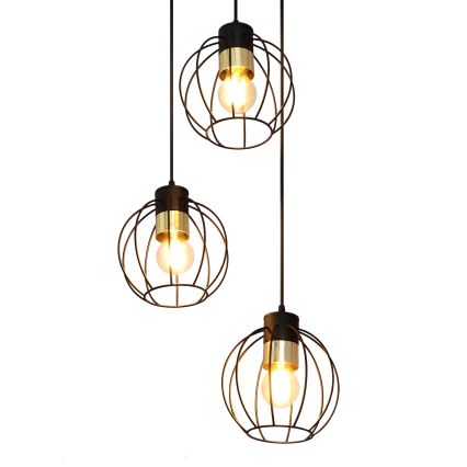 Suspension filaire STARLIGHT 3xE27/15W/230V noir/doré