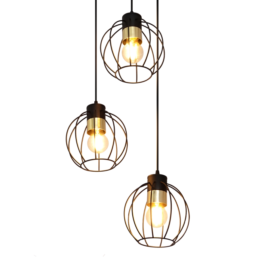 Suspension filaire STARLIGHT 3xE27/15W/230V noir/doré