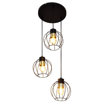 Suspension filaire STARLIGHT 3xE27/15W/230V noir/doré