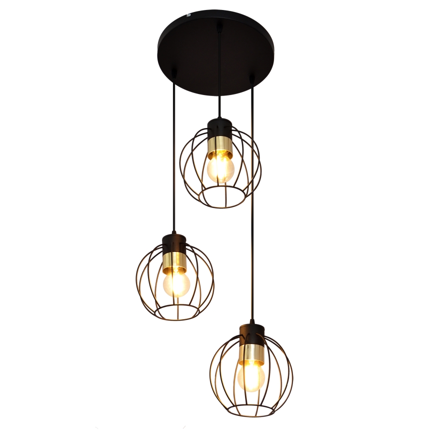Suspension filaire STARLIGHT 3xE27/15W/230V noir/doré