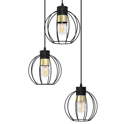 Suspension filaire STARLIGHT 3xE27/15W/230V noir/doré
