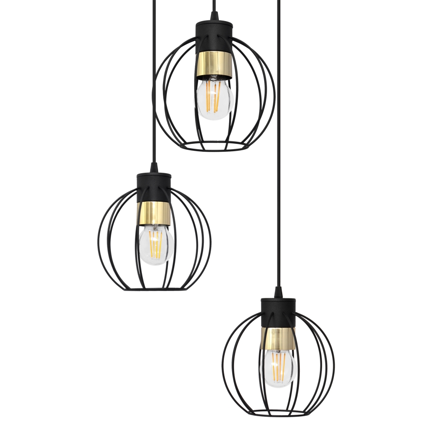 Suspension filaire STARLIGHT 3xE27/15W/230V noir/doré