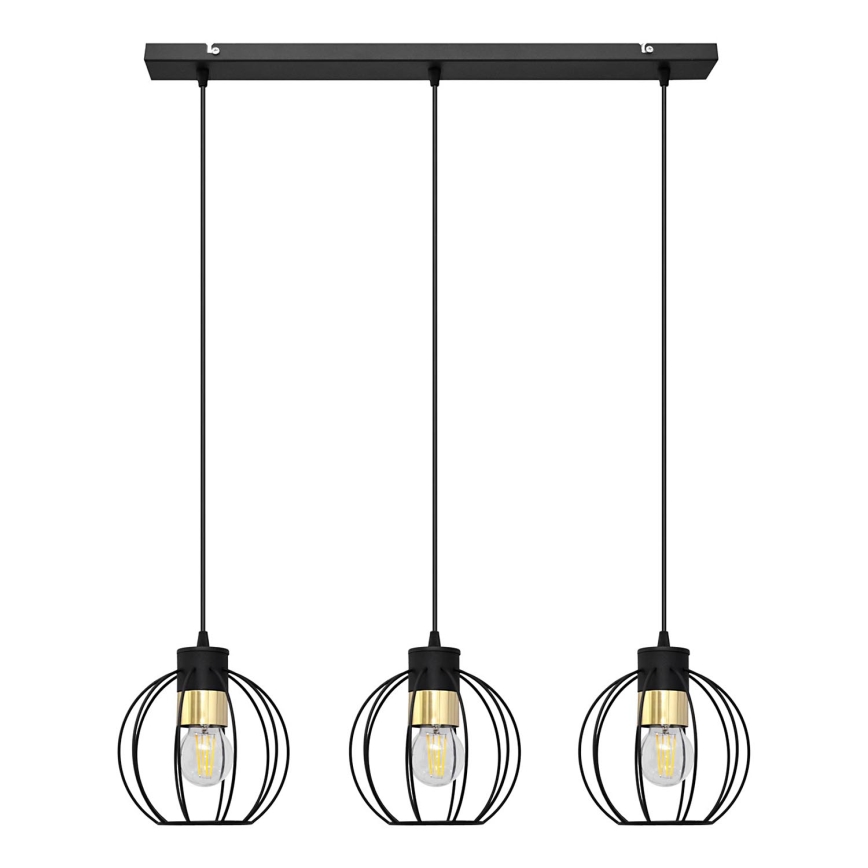 Suspension filaire STARLIGHT 3xE27/15W/230V noir/doré