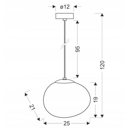 Suspension filaire STONES 1xE27/40W/230V d. 25 cm