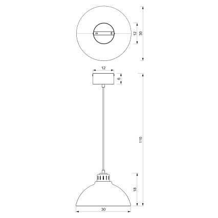 Suspension filaire SVEN 1xE27/15W/230V noir/doré