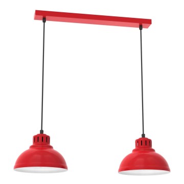 Suspension filaire SVEN 2xE27/15W/230V rouge