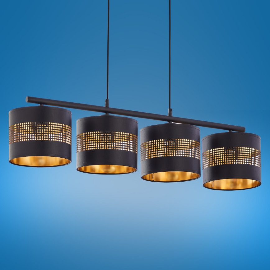 Suspension filaire TAGO 4xE27/15W/230V noire/dorée