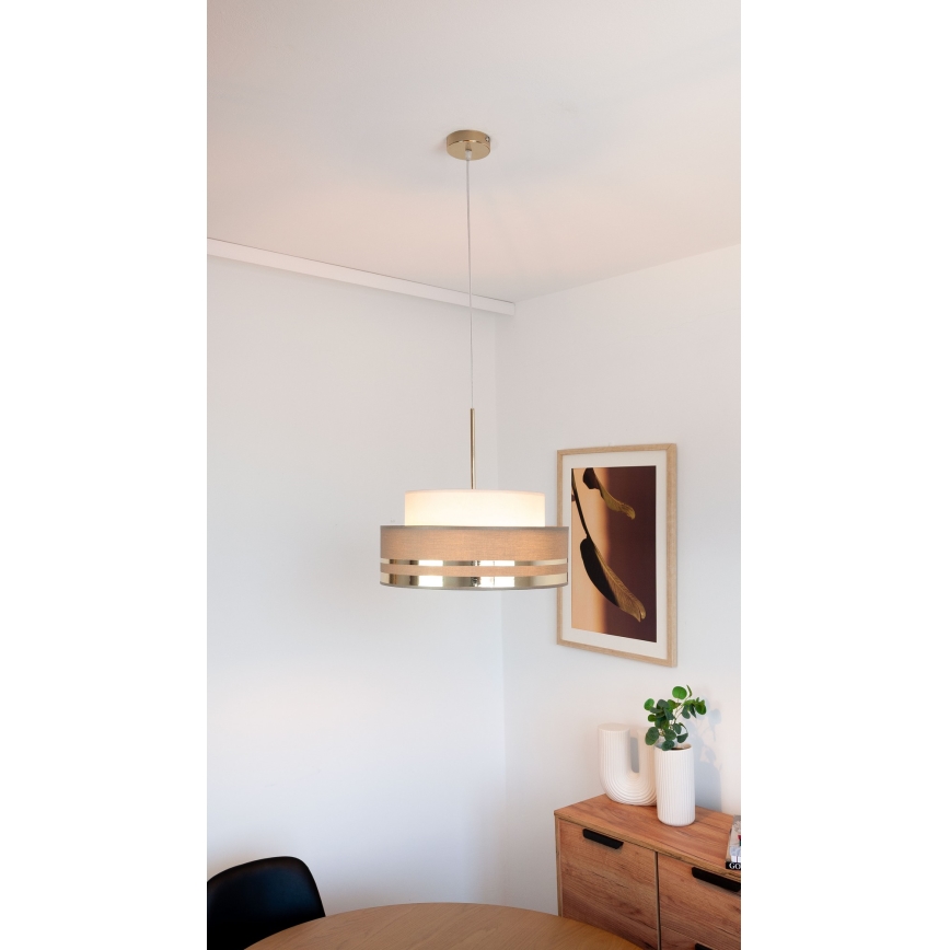 Suspension filaire TAMI 1xE27/60W/230V beige/marron/doré