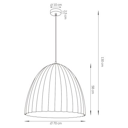 Suspension filaire TELMA 1xE27/60W/230V d. 70 cm noir/doré