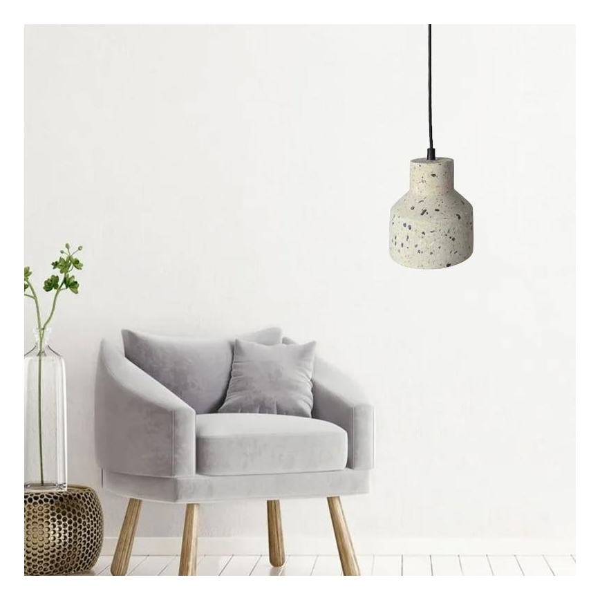 Suspension filaire TERRAZZO 1xE27/60W/230V d. 12 cm crème