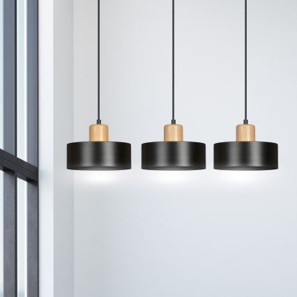 Suspension filaire TORIN 3xE27/15W/230V noir