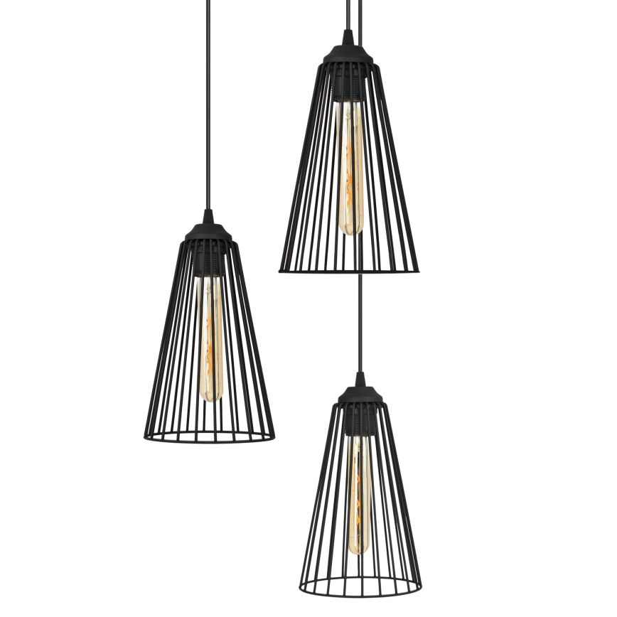 Suspension filaire TORRI 3xE27/15W/230V noir