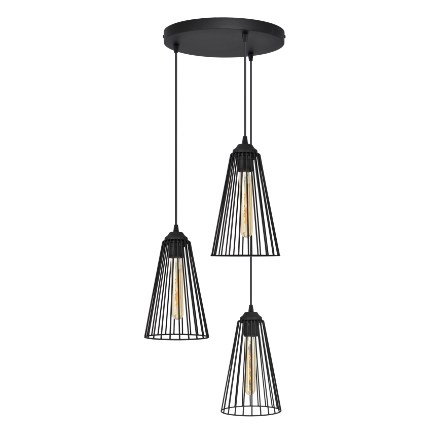 Suspension filaire TORRI 3xE27/15W/230V noir