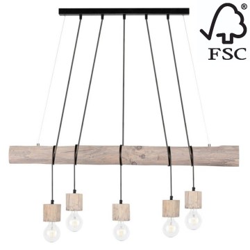 Suspension filaire TRABO 5xE27/60W/230V pin - certifié FSC