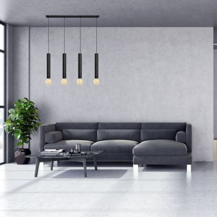 Suspension filaire TUBA 4xE27/15W/230V noir