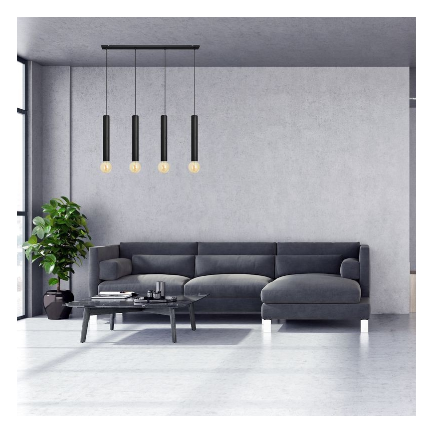 Suspension filaire TUBA 4xE27/15W/230V noir