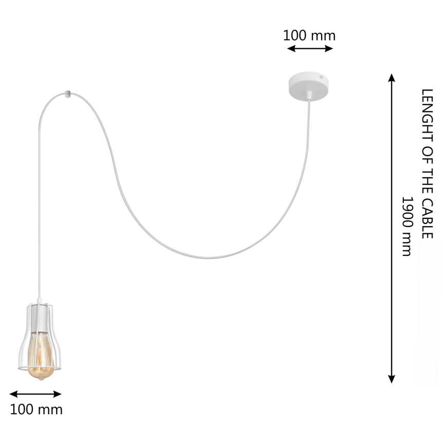 Suspension filaire TUBE 1xE27/15W/230V blanc