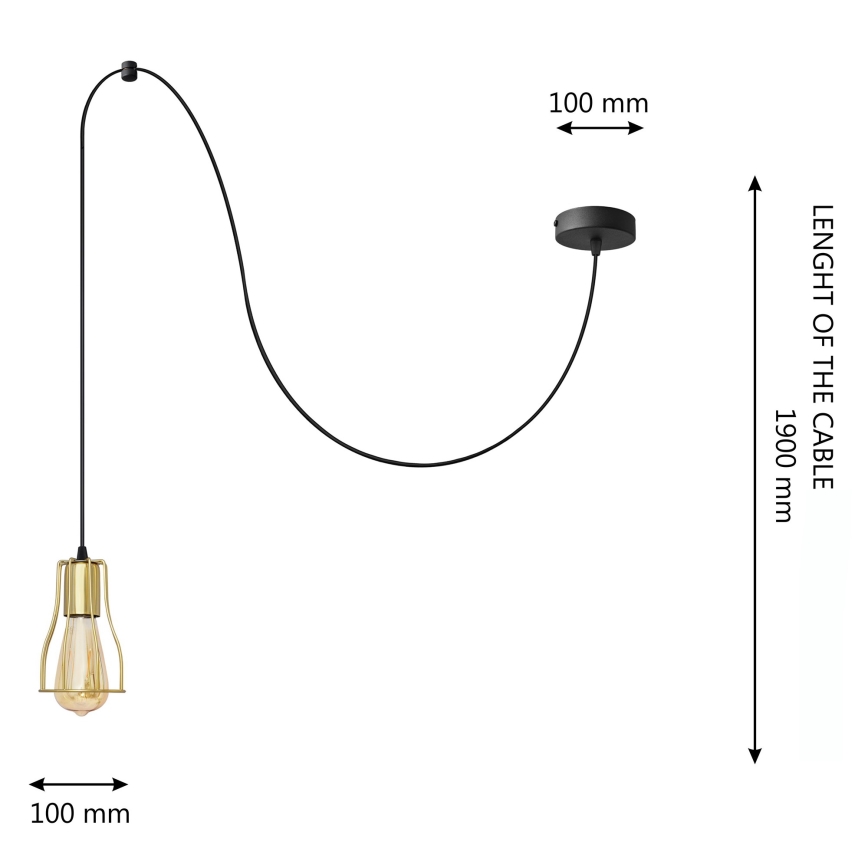 Suspension filaire TUBE 1xE27/15W/230V noir/doré