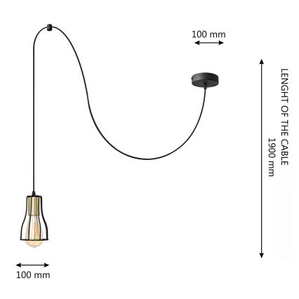 Suspension filaire TUBE 1xE27/15W/230V noir/doré