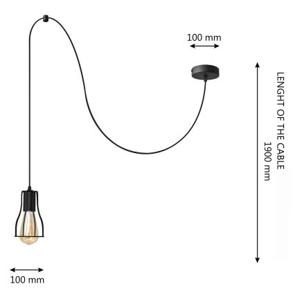 Suspension filaire TUBE 1xE27/15W/230V noir
