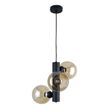 Suspension filaire TUBE 3xE27/60W/230V noir/fumé beige